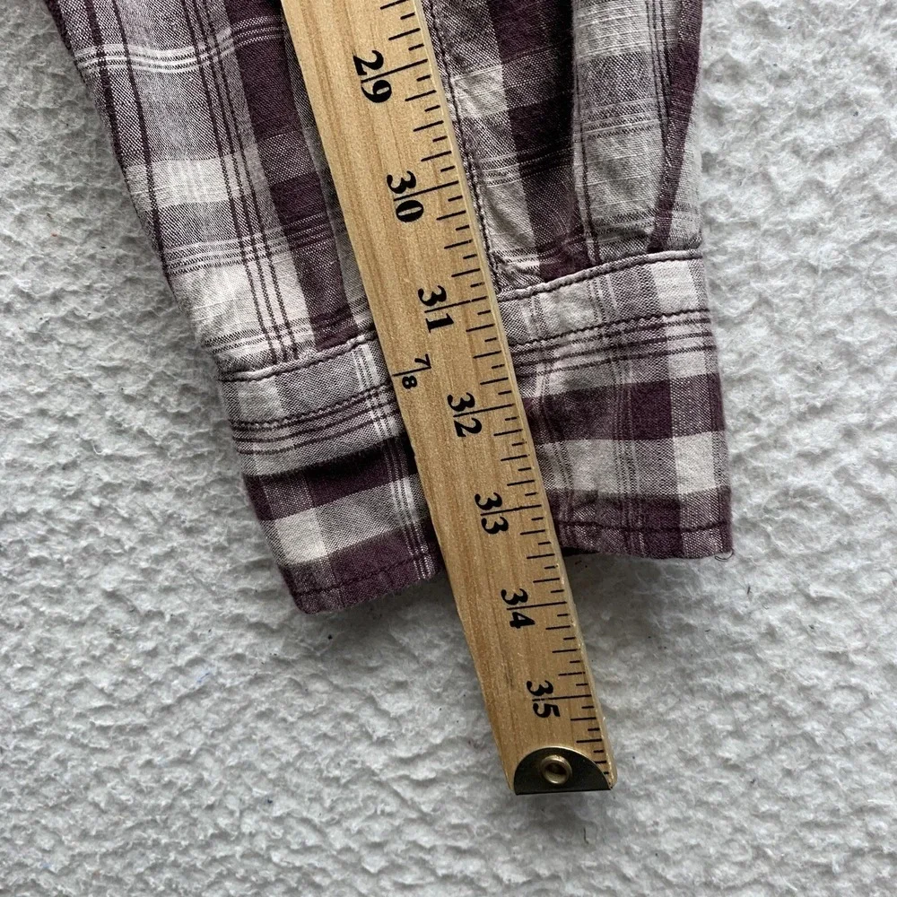 The North Face Button Up Shirt Mens Large L Maroon Gray Plaid Hiking Outdoors